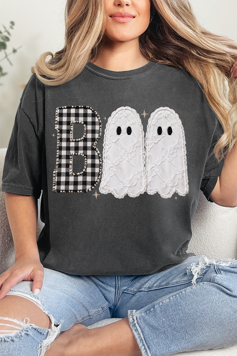 Gingham & Lace Boo Comfort Colors Adult Ring-Spun Cotton Tee