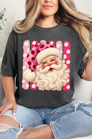 Pink Dot Jolly Santa Comfort Colors Adult Ring-Spun Cotton Tee
