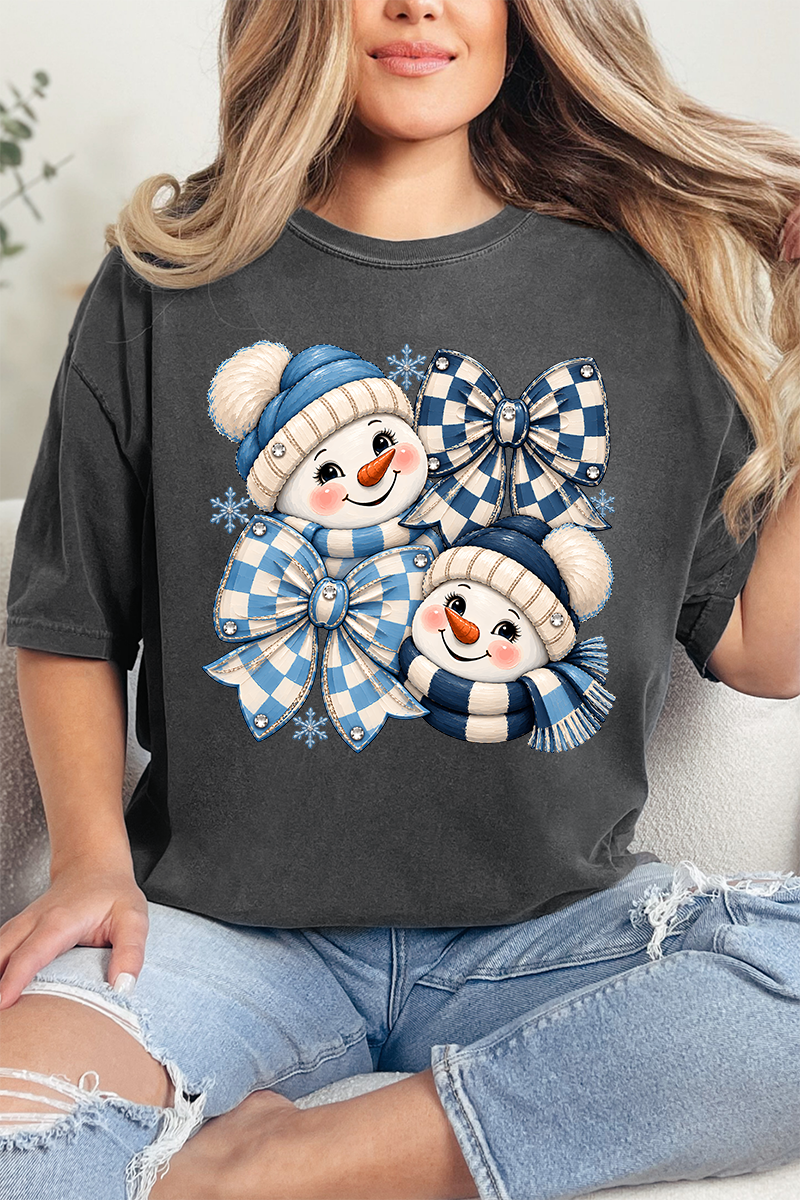 Winter Check Snowmen Comfort Colors Adult Ring-Spun Cotton Tee