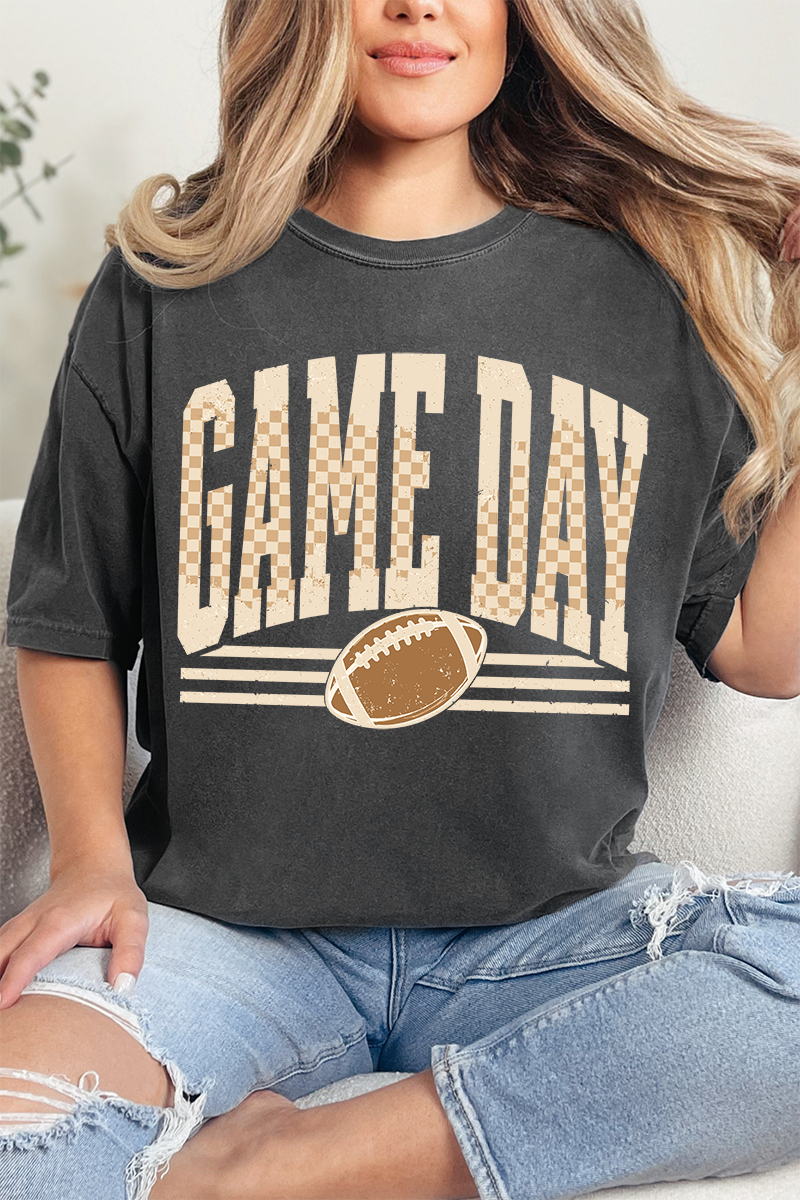 Checkered Taupe Game Day Comfort Colors Adult Ring-Spun Cotton Tee