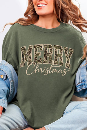 Camo Merry Christmas Comfort Colors Adult Ring-Spun Cotton Tee