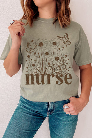 Wildflower Nurse Comfort Colors Adult Ring-Spun Cotton Tee