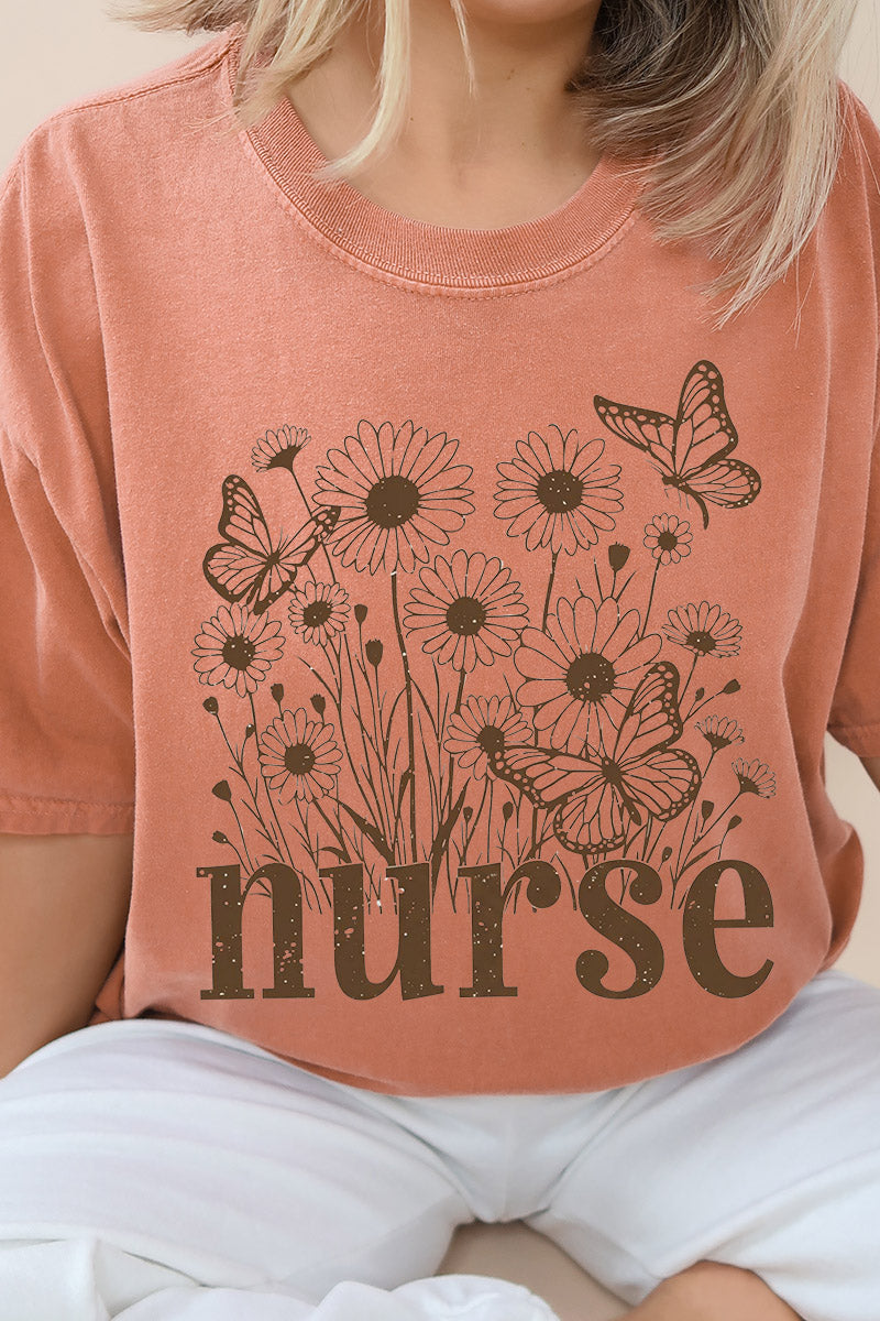 Wildflower Nurse Comfort Colors Adult Ring-Spun Cotton Tee