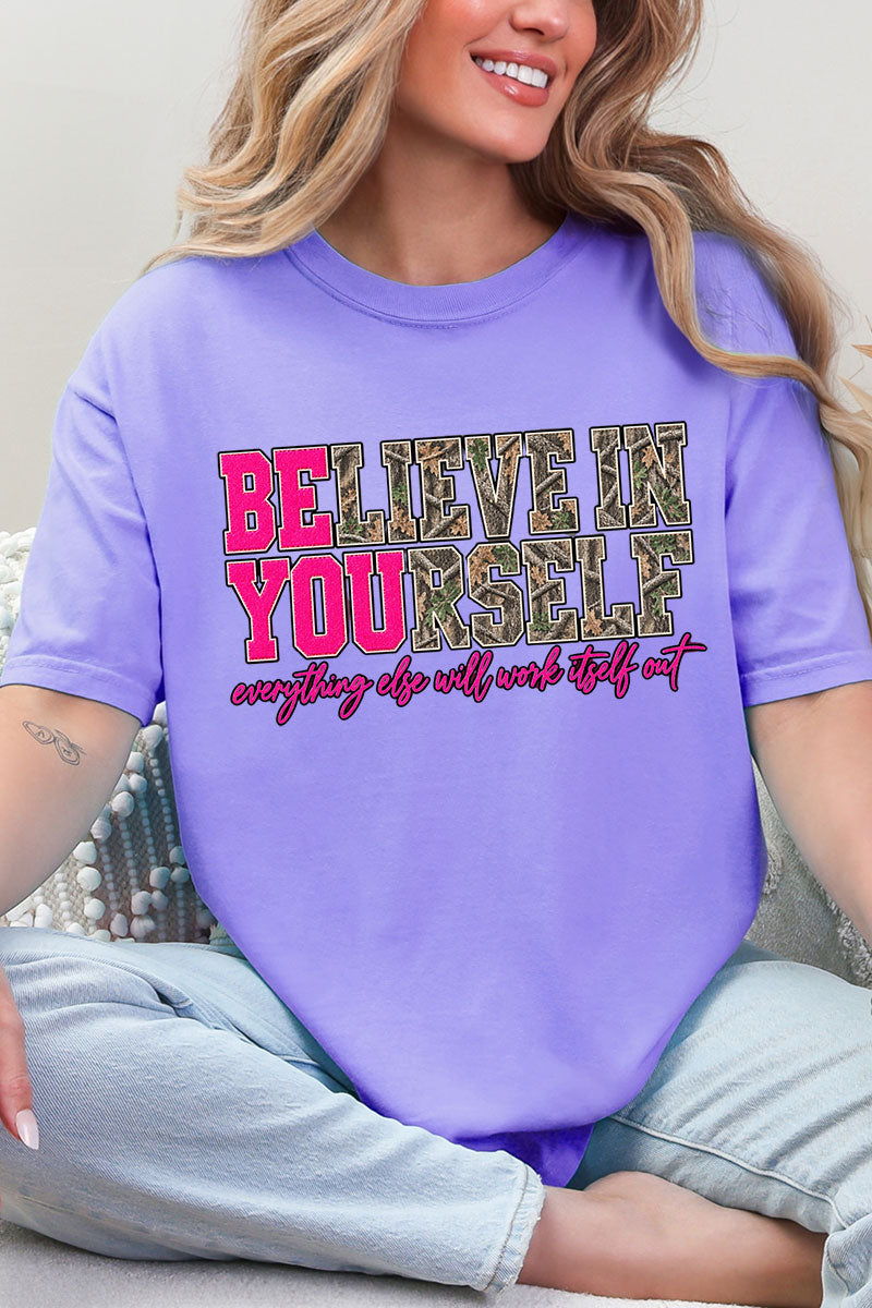 Believe In Yourself Pink Spark Comfort Colors Adult Ring-Spun Cotton Tee