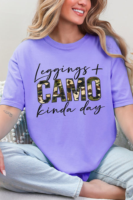 Leggings + Camo Kinda Day Comfort Colors Adult Ring-Spun Cotton Tee