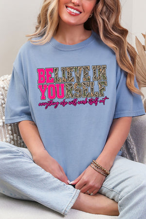 Believe In Yourself Pink Spark Comfort Colors Adult Ring-Spun Cotton Tee
