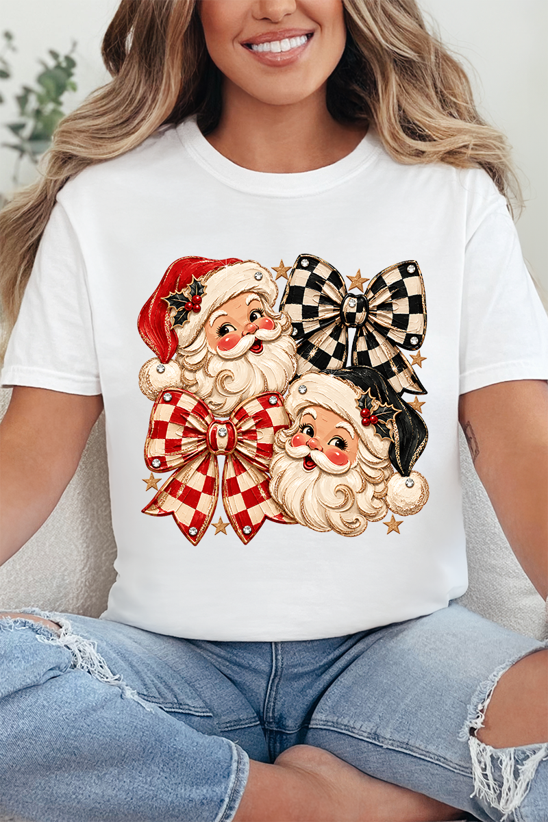 Merry Check Santa Comfort Colors Adult Ring-Spun Cotton Tee