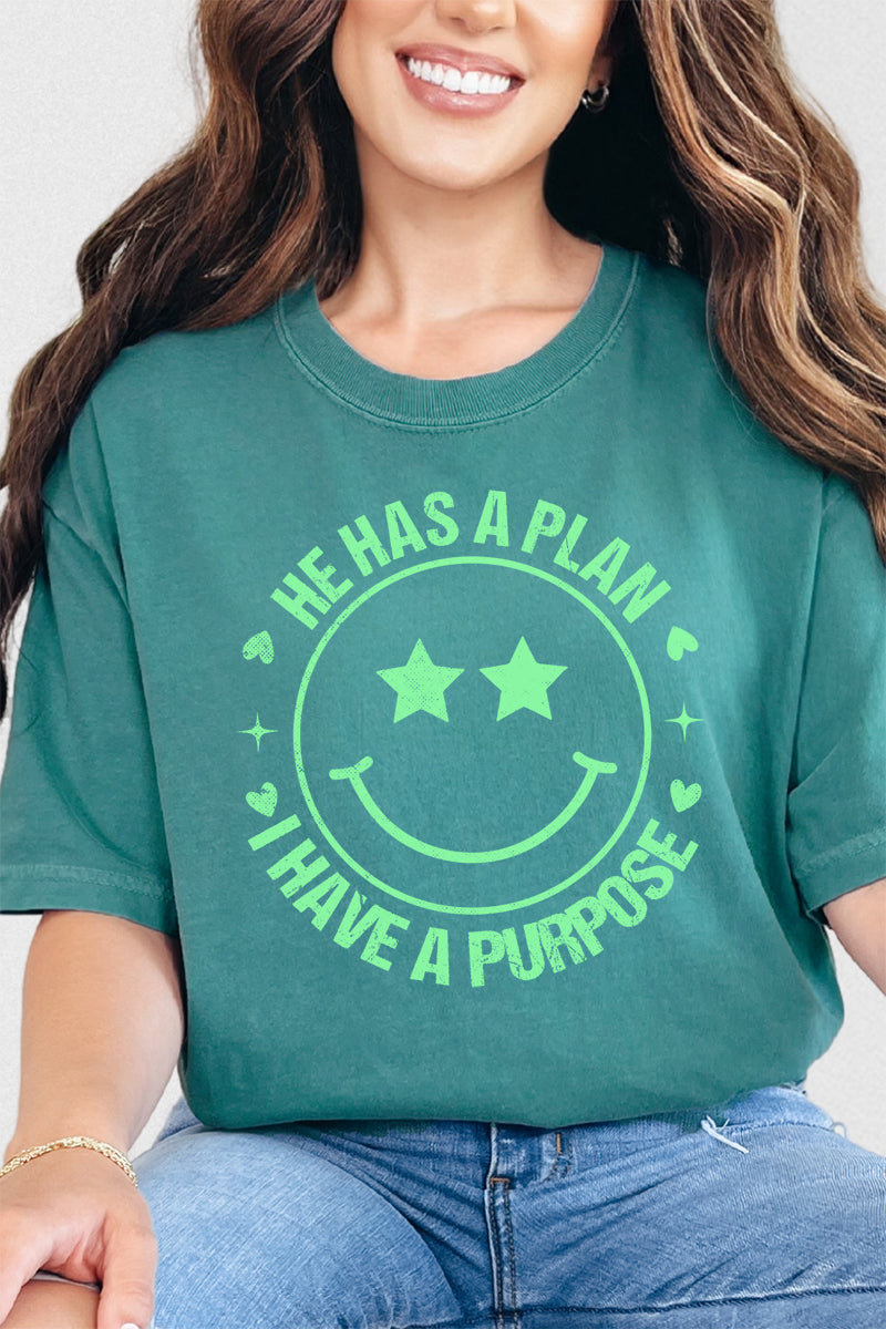 Green Happy He Has A Plan Comfort Colors Adult Ring-Spun Cotton Tee