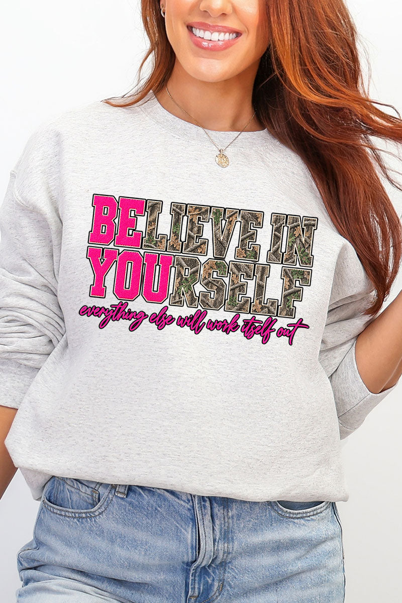 Believe In Yourself Pink Spark Heavy Blend Crew Sweatshirt
