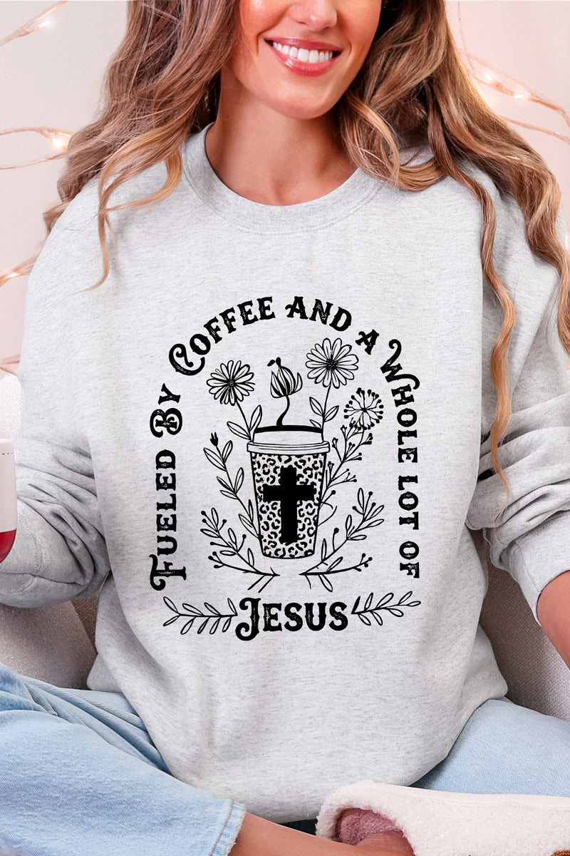 Black Coffee And A Whole Lotta Jesus Heavy Blend Crew Sweatshirt