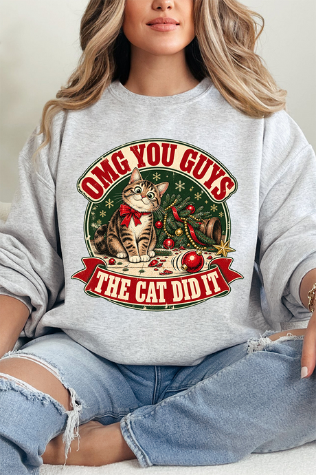 The Cat Did It Heavy Blend Crew Sweatshirt