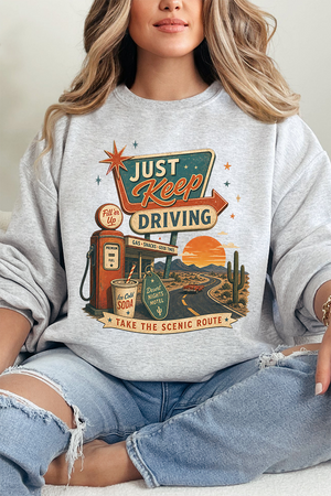 Just Keep Driving Heavy Blend Crew Sweatshirt