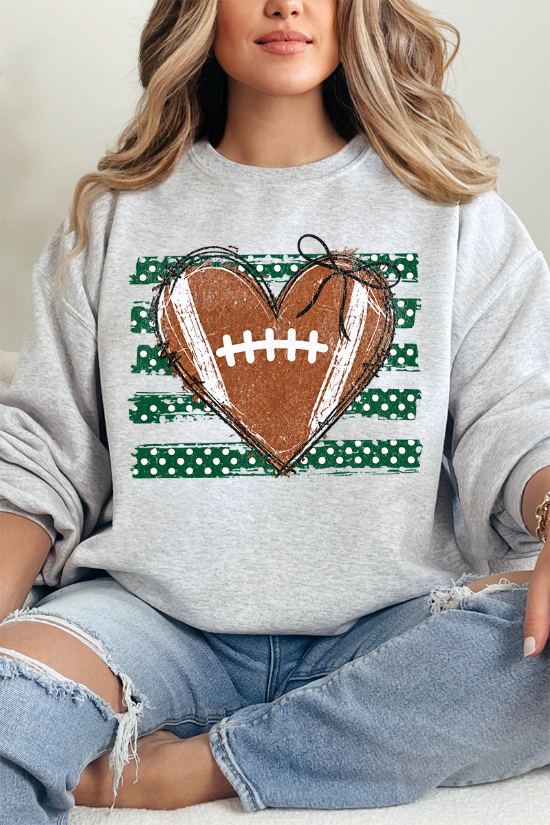 Green Football Sweetheart Heavy Blend Crew Sweatshirt