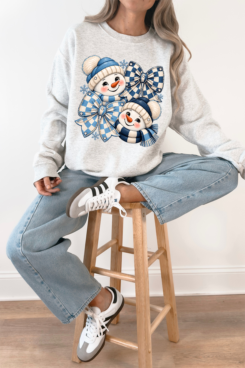Winter Check Snowmen Heavy Blend Crew Sweatshirt