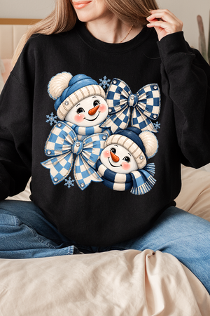 Winter Check Snowmen Heavy Blend Crew Sweatshirt