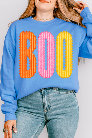Candy Stripe Boo Heavy Blend Crew Sweatshirt
