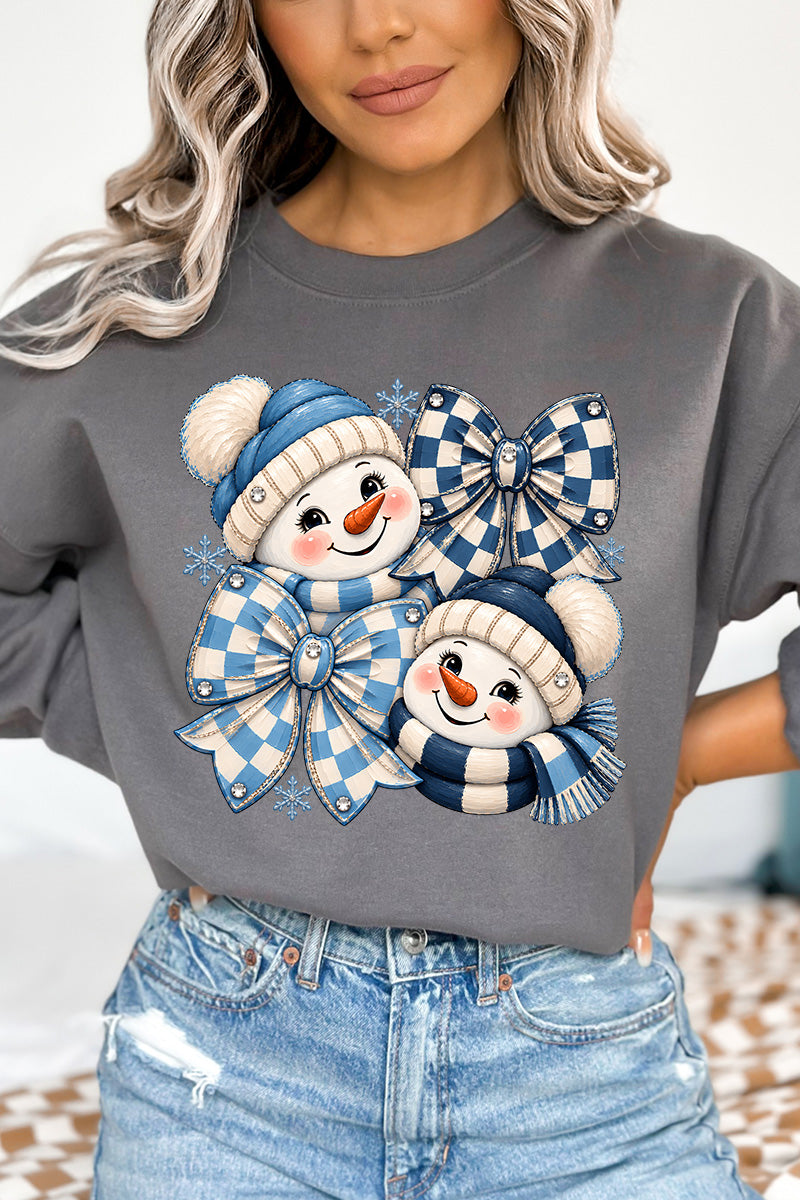 Winter Check Snowmen Heavy Blend Crew Sweatshirt