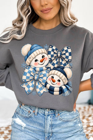 Winter Check Snowmen Heavy Blend Crew Sweatshirt