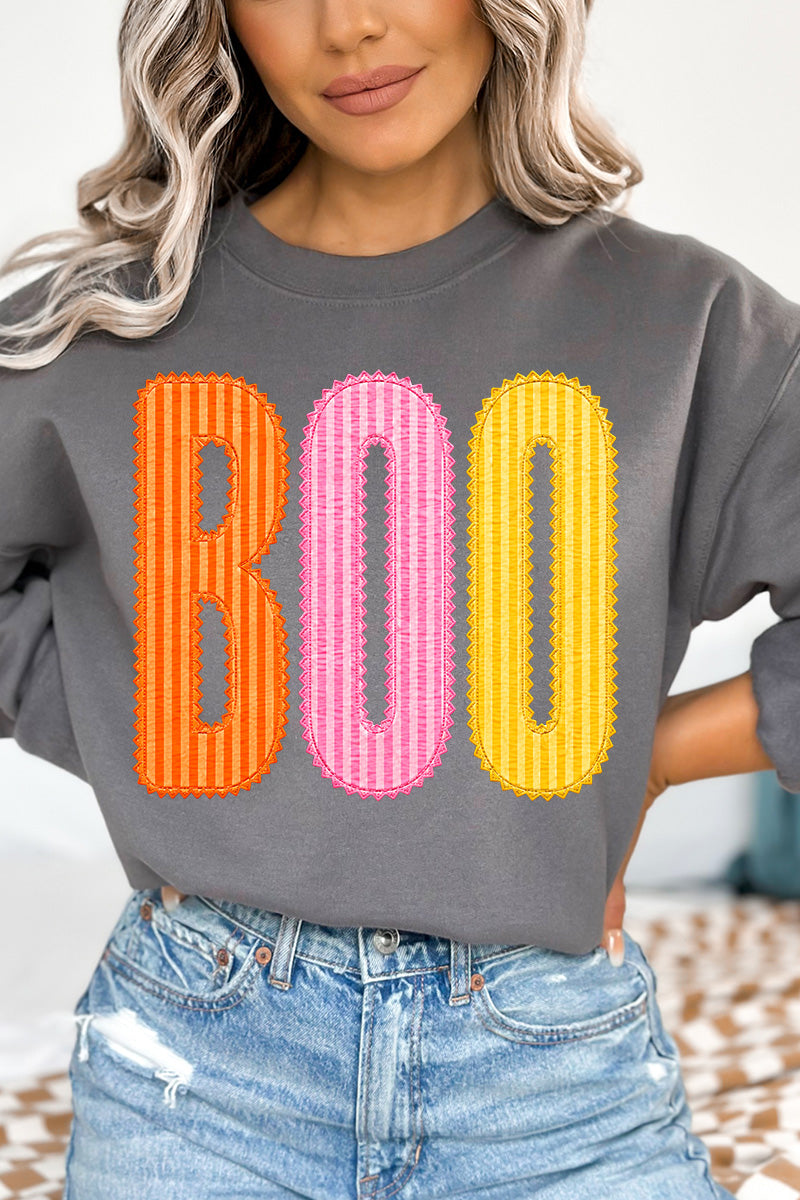 Candy Stripe Boo Heavy Blend Crew Sweatshirt