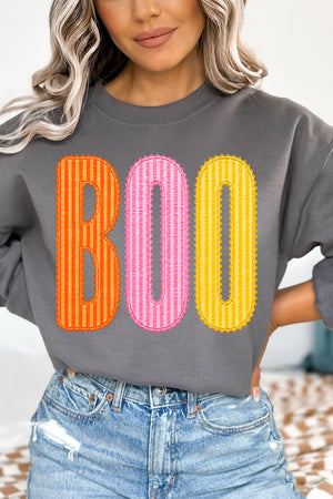 Candy Stripe Boo Heavy Blend Crew Sweatshirt