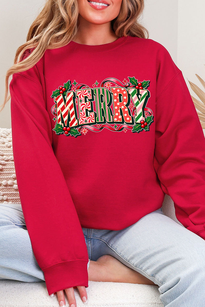 Peppermint Merry Heavy Blend Crew Sweatshirt