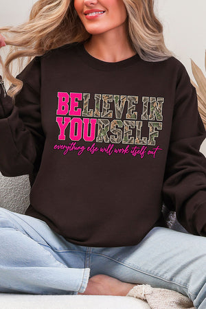 Believe In Yourself Pink Spark Heavy Blend Crew Sweatshirt