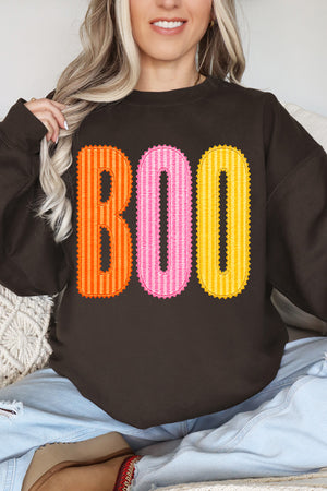 Candy Stripe Boo Heavy Blend Crew Sweatshirt