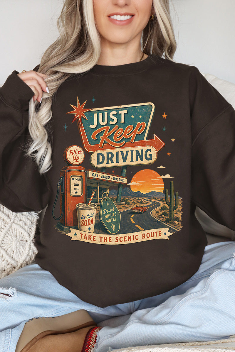 Just Keep Driving Heavy Blend Crew Sweatshirt