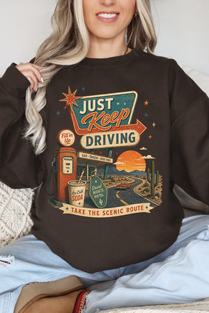 Just Keep Driving Heavy Blend Crew Sweatshirt