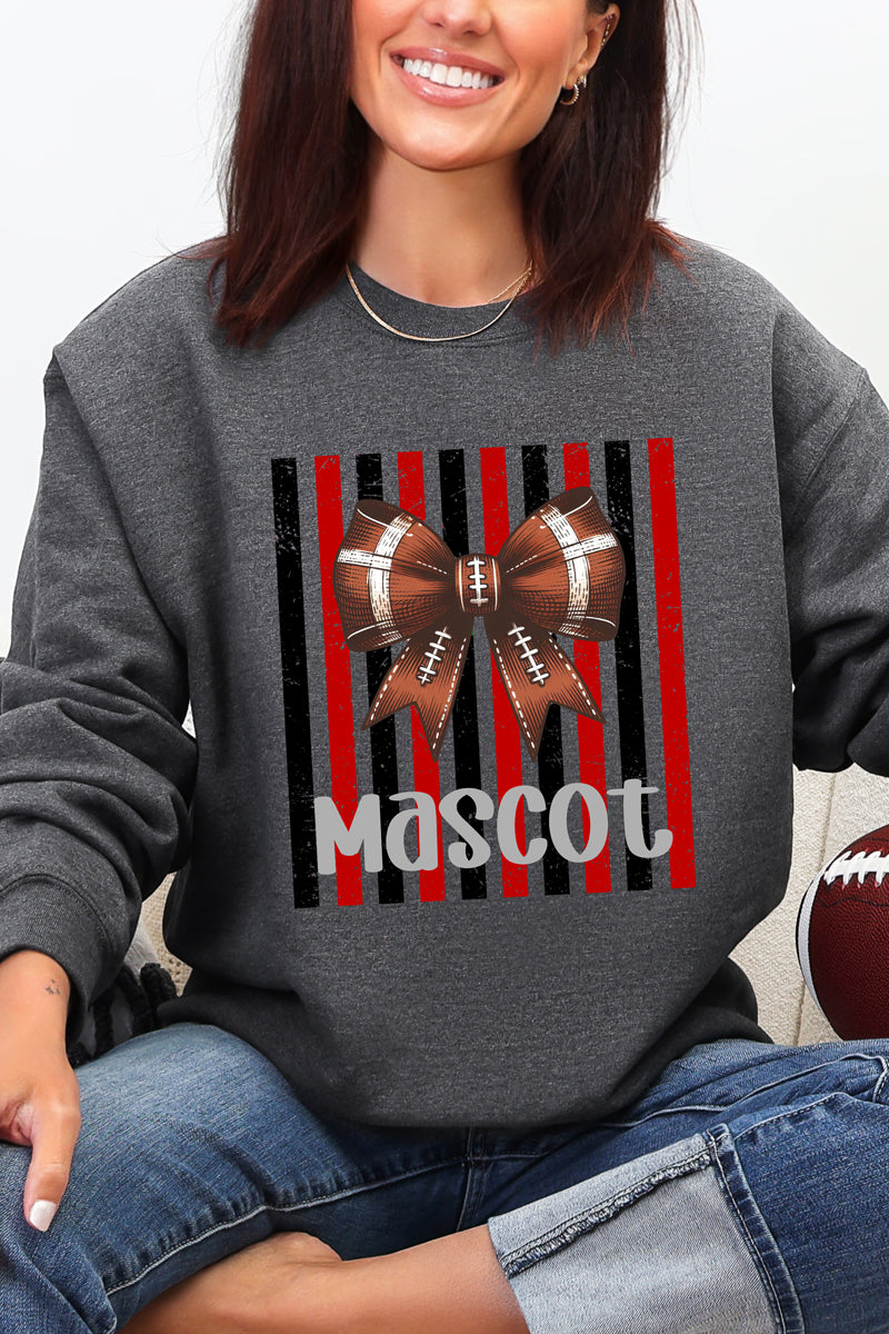 Personalized Red & Black Varsity Bow Heavy Blend Crew Sweatshirt *Enter Mascot Name
