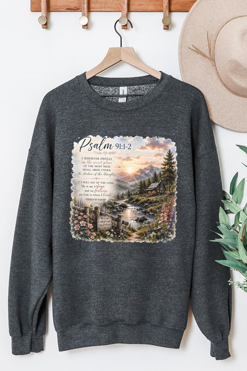 Scenic Psalm 91 Heavy Blend Crew Sweatshirt