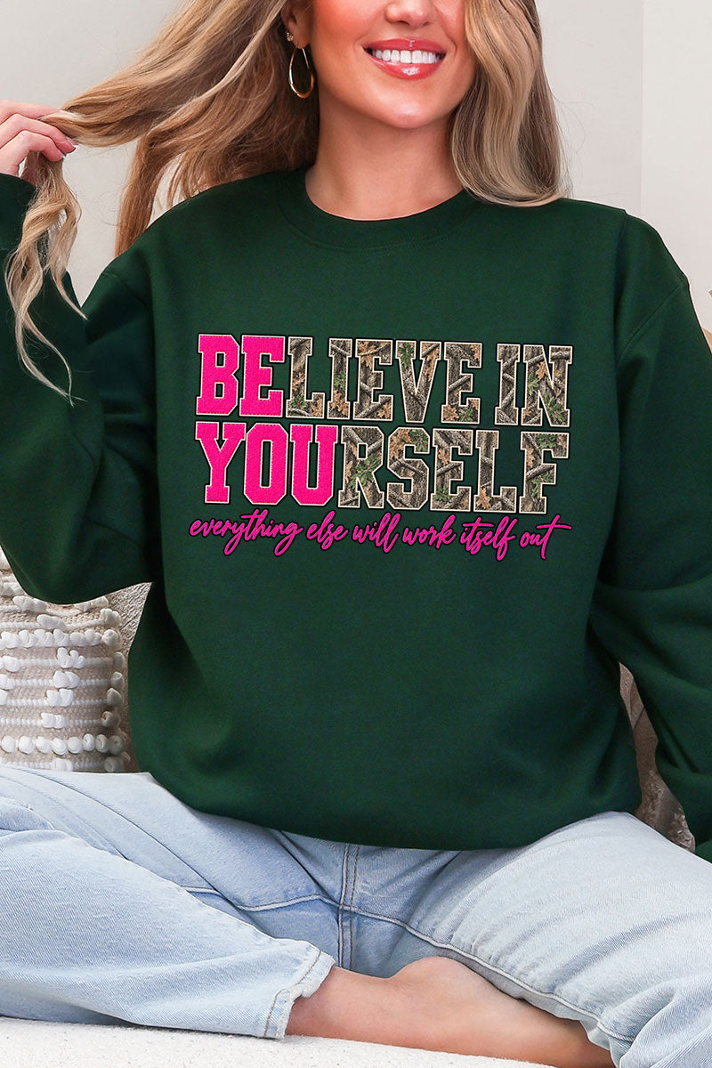 Believe In Yourself Pink Spark Heavy Blend Crew Sweatshirt