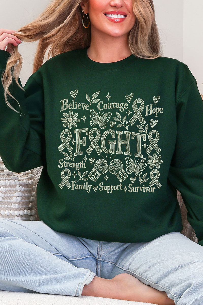 Fight Ribbon Sketch Heavy Blend Crew Sweatshirt