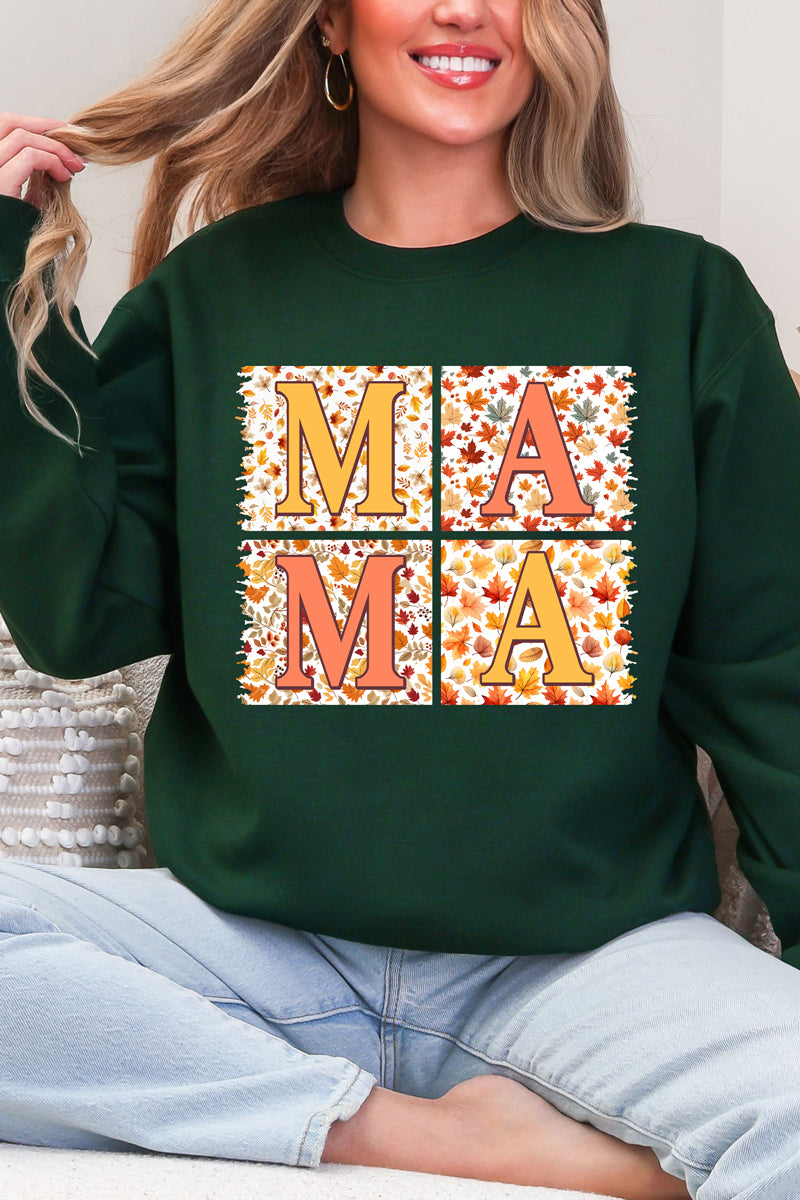 Falling Leaves Mama Heavy Blend Crew Sweatshirt
