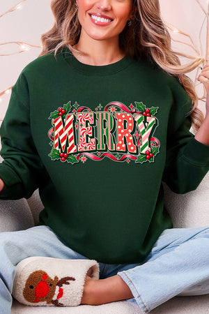 Peppermint Merry Heavy Blend Crew Sweatshirt
