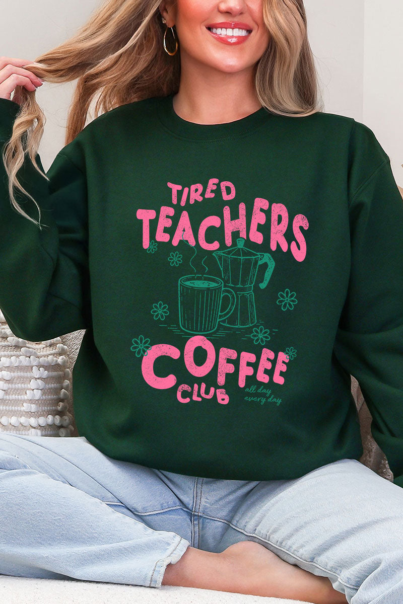 Tired Teachers Coffee Club Heavy Blend Crew Sweatshirt