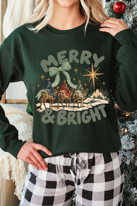 Three Kings Merry & Bright Heavy Blend Crew Sweatshirt