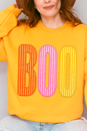 Candy Stripe Boo Heavy Blend Crew Sweatshirt