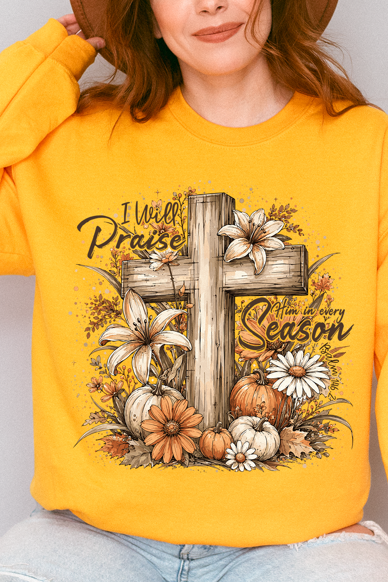Harvest Praise Cross Heavy Blend Crew Sweatshirt