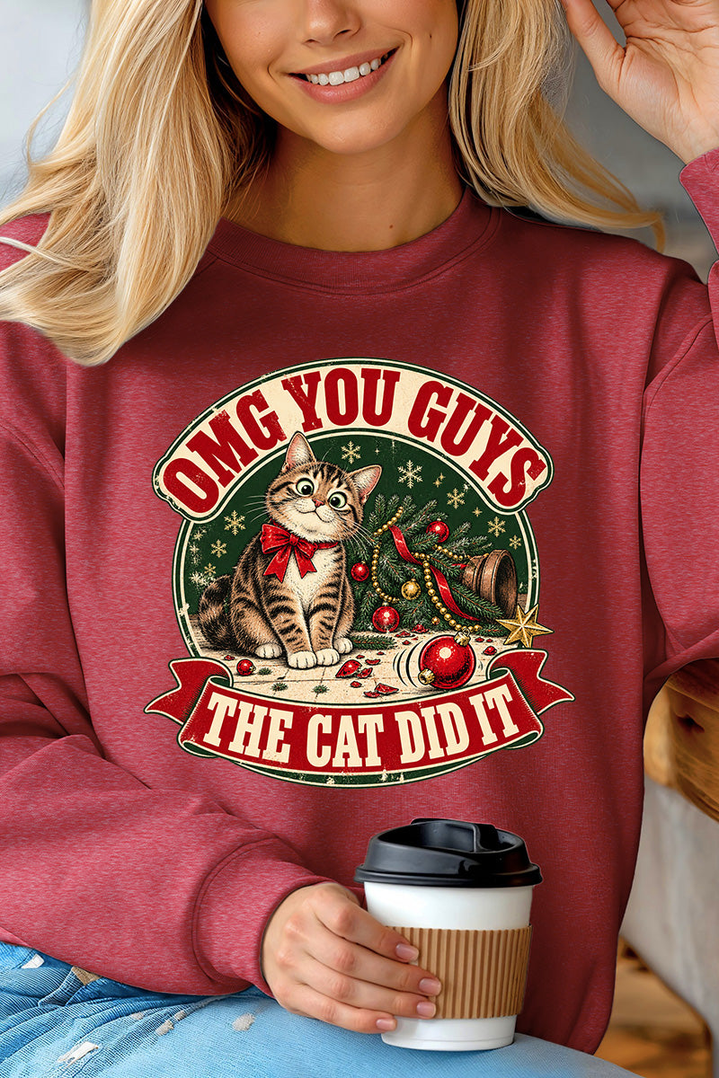 The Cat Did It Heavy Blend Crew Sweatshirt