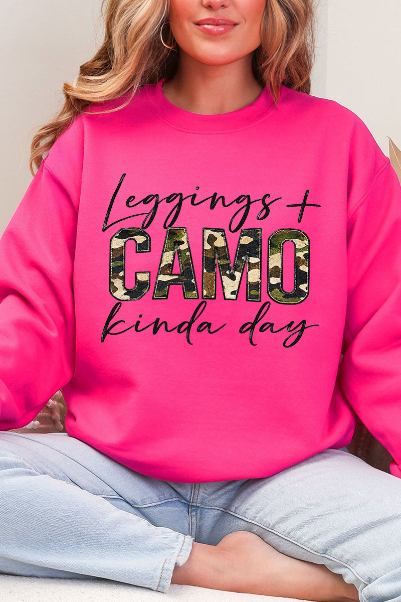 Leggings + Camo Kinda Day Heavy Blend Crew Sweatshirt