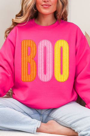 Candy Stripe Boo Heavy Blend Crew Sweatshirt