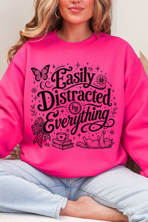 Black Easily Distracted By Everything Heavy Blend Crew Sweatshirt