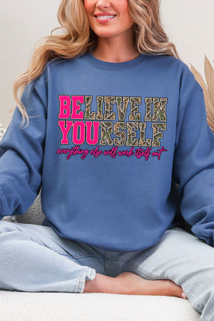 Believe In Yourself Pink Spark Heavy Blend Crew Sweatshirt