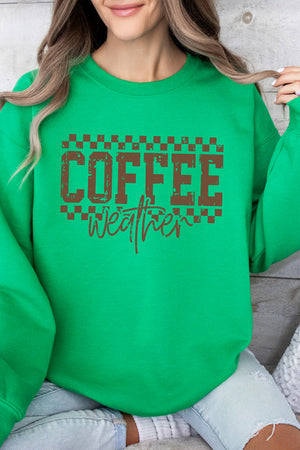 Coffee Weather Vintage Check Heavy Blend Crew Sweatshirt