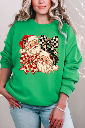 Merry Check Santa Heavy Blend Crew Sweatshirt