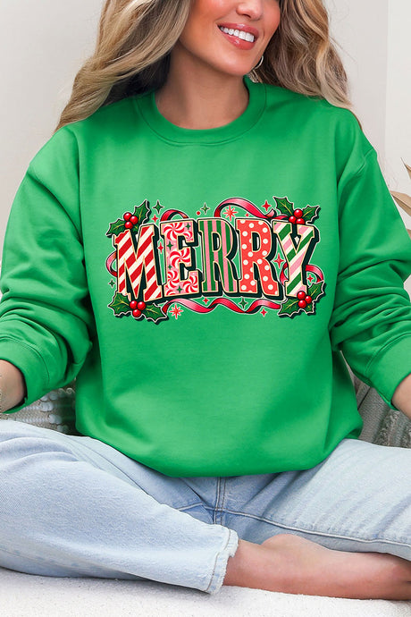 Peppermint Merry Heavy Blend Crew Sweatshirt