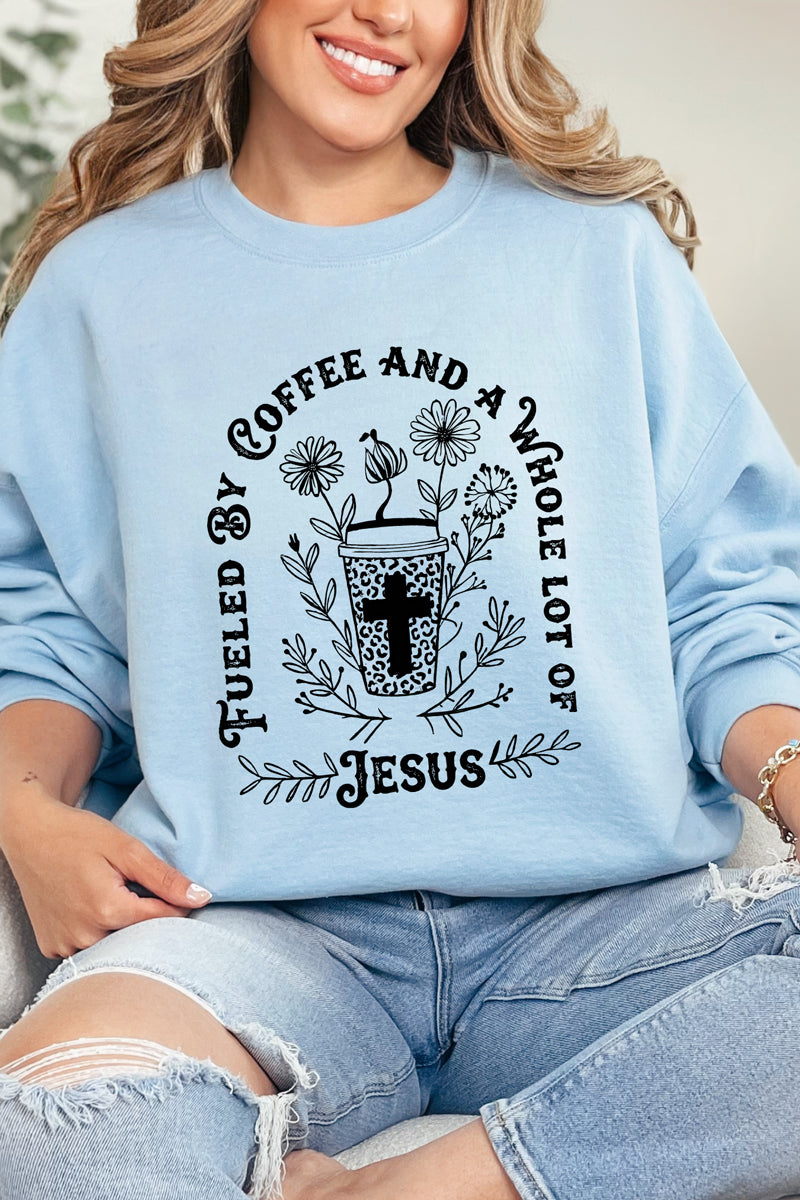 Black Coffee And A Whole Lotta Jesus Heavy Blend Crew Sweatshirt