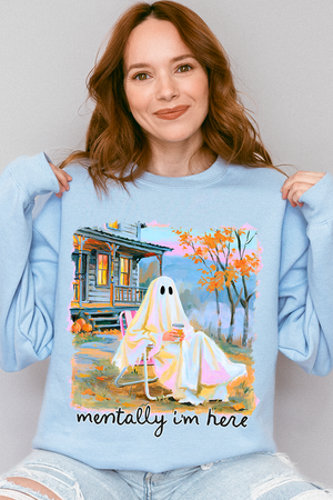 Ghost Mentally I'm Here Heavy Blend Crew Sweatshirt