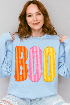 Candy Stripe Boo Heavy Blend Crew Sweatshirt